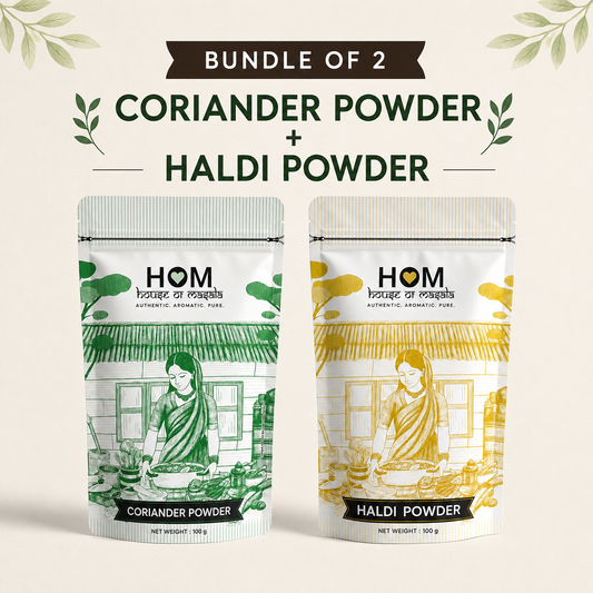 HOM Spice Combo Pack (Set of 2) – Coriander Powder + Haldi Powder | 100G each