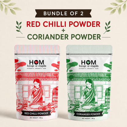 HOM Spice Combo Pack (Set of 2) – Red Chilli Powder, Coriander Powder | 100G each