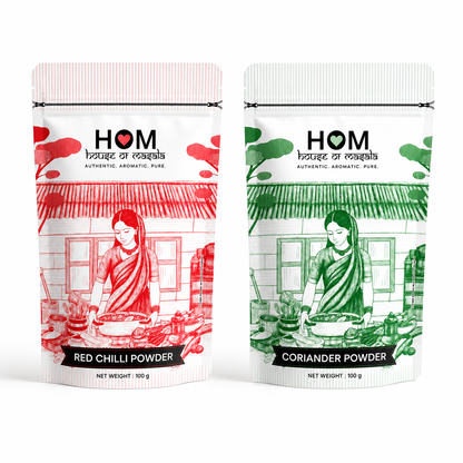 HOM Spice Combo Pack (Set of 2) – Red Chilli Powder, Coriander Powder | 100G each