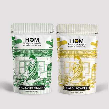 HOM Spice Combo Pack (Set of 2) – Coriander Powder + Haldi Powder | 100G each