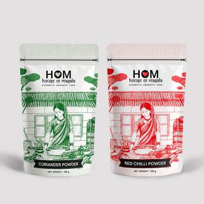 HOM Spice Combo Pack (Set of 2) – Red Chilli Powder, Coriander Powder | 100G each