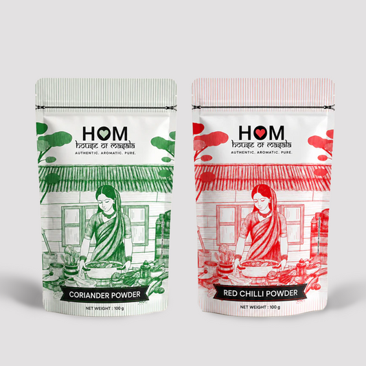HOM Spice Combo Pack (Set of 2) – Red Chilli Powder, Coriander Powder | 100G each